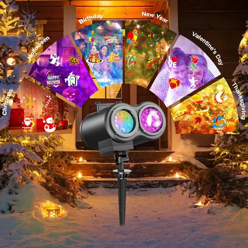 Miniatura 2 de Proyector de luces de Navidad de Halloween con 4 grandes patrones, para exteriores, 29 efectos, luz de proyector de vacaciones al aire libre 2 en 1