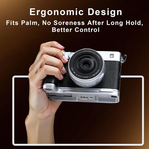 Miniatura 2 de Haoge Empuñadura para Fujifilm X-E5 Cuerpo de cámara en forma de L Soporte de agarre HG-FUXE5N-S Plata con Placa Estándar Arca-Swiss plata-placa