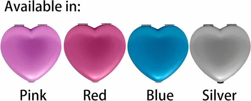 Miniatura 5 de Juego de 3 espejos compactos contemporáneos en forma de corazón con acabado reflectante (azul)