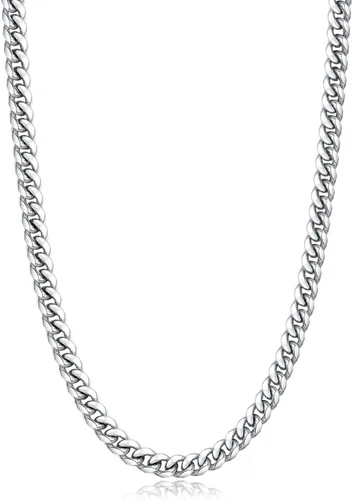 Jewlpire Silver Chain Gold Chain for Men Women Boys - Diamond Cut Miami Mens Cuban Link Chain Necklace 4mm6mm Mens Chain 18K Gold Plated316L