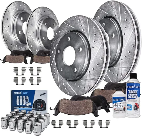 Miniatura 77 de Detroit Axle - Rotores de freno para Ford 2013-2019 Explorer Taurus Flex Lincoln MKT MKS, rotores de freno de disco ranurados perforados de repuesto