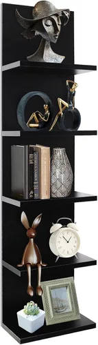 Miniatura 15 de Homaterial Estantería de pared de 5 niveles, estantería vertical decorativa para montaje en pared, estantes flotantes de columna moderna para Rosa