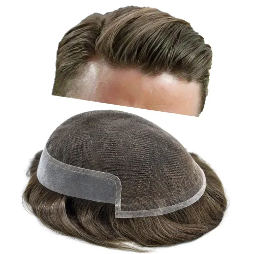 Miniatura 17 de Toupee Hairpiece for Men Real Human Hair Replacement Systems for Men Swiss Lace Front Bleached Knot Natural Hairline Hair Pieces for Men6*8''-100%