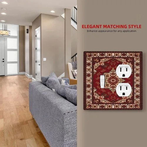 Miniatura 1036 de Placa Decorativa de Pared de Granja Rústica con Cuerno de Madera para Puerta de Granero 1 Banda Duplex Cubiertas de Toma Eléctrica Soltera