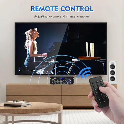 Miniatura 5 de AEXCVG Amplificador de audio estéreo para el hogar BT-298A+ HiFi Bluetooth receptor estéreo 40Wx2 Mini amplificador de cine en casa con entrada MIC