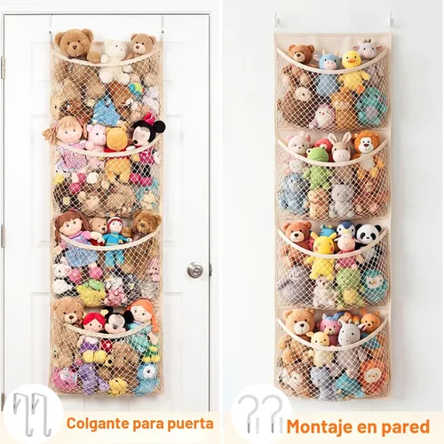Miniatura 5 de Almacenamiento de animales de peluche sobre la puerta, organizador de juguetes de algodón para almacenamiento de juguetes de peluche, suministros