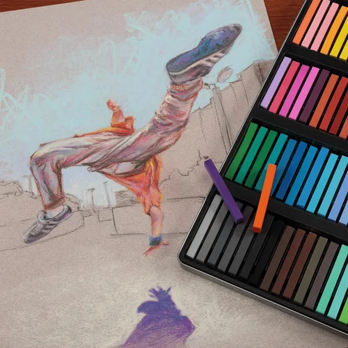 Miniatura 5 de Soho Urban Artist Juego de 72 cuadrados suaves y delgados para bocetos en colores pastel – Ricamente pigmentados, colores vibrantes suaves