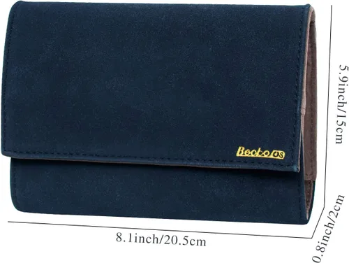 Miniatura 2 de Becko - Organizador de joyas para múltiples collares anillos pulseras de piel flexible y gamuza gran capacidad sin arrugas ligero portátil
