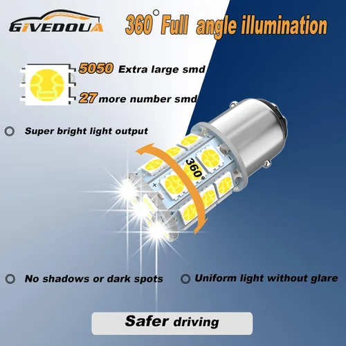 Miniatura 4 de Bombilla LED 1157 BAY15D 7528 2057 2357 para luces de freno, luces de marcha atrás de respaldo, luces traseras, súper brillante 5050 27-SMD 12V
