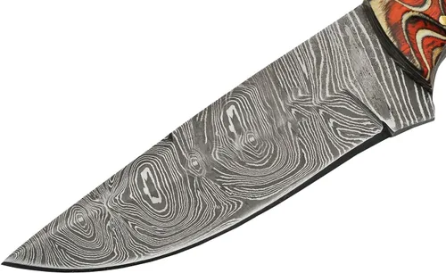 Miniatura 4 de Szco Supplies Cuchillo de caza exótico de madera torcida naranja de 8 pulgadas con funda