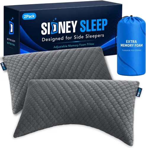 Miniatura 12 de Sidney Sleep Almohadas curvas ajustables para soporte de cuello y hombros con relleno extra triturado, almohada de contorno cervical para personas