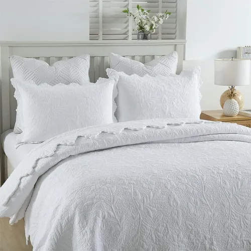 Miniatura 13 de Brandream Juego de ropa de cama de 2 piezas con borde festoneado, tamaño individual, color beige, tamaño individual, tamaño individual