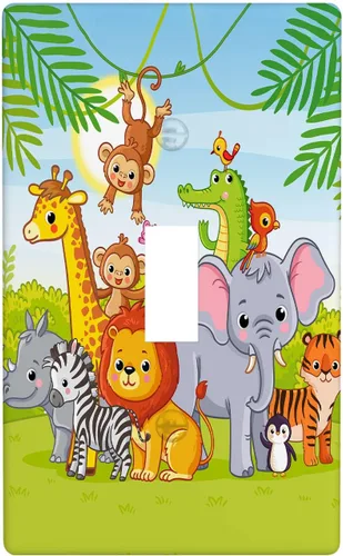 Miniatura 65 de Arctic Animals - Placa de interruptor de luz de 1 banda, lindo sello de dibujos animados, pingüino, oso polar, placa de pared individual basculante