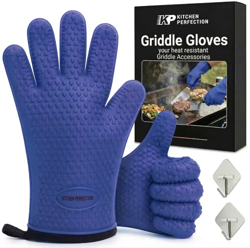 Miniatura 9 de KITCHEN PERFECTION Guantes de silicona para horno y plancha -Guantes de barbacoa y parrilla resistentes al calor extremo - Maneja comida caliente