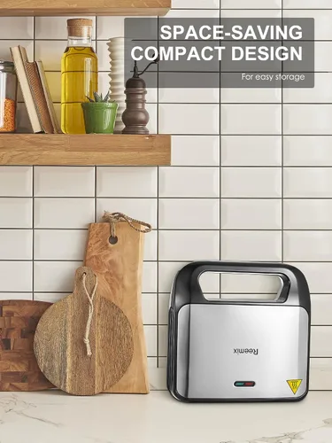 Miniatura 5 de Reemix Máquina 3 en 1 para Waffles, Parrilla y Sándwiches, Prensa Panini y Plancha para Waffles con Placas Antiadherentes Removibles, Perfecta