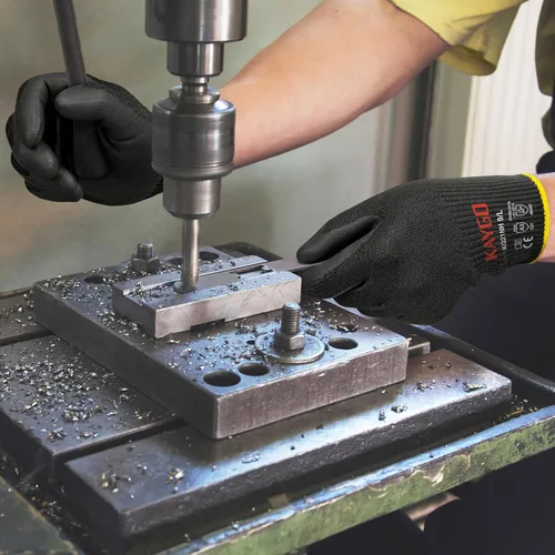 Miniatura 4 de KAYGO 2 pares de guantes de trabajo resistentes a cortes para hombres y mujeres, guantes de corte ANSI A3, guantes de trabajo de seguridad de Negro