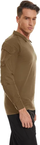 Miniatura 39 de TACVASEN Camisa táctica de manga larga para hombre, con cremallera de 1/4, con bolsillos, para paintball, militar, Airsoft, transpirable