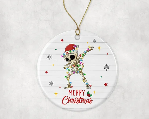 Adorno de luz de esqueleto de Feliz Navidad, adorno de animales para niños impreso en ambos lados