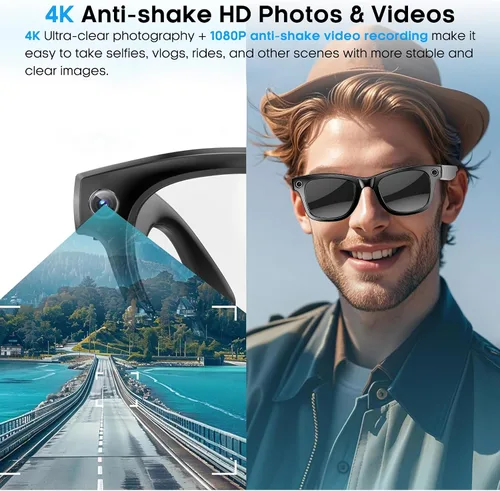 Miniatura 2 de Yowow BIT Gafas de Cámara Inteligente AI con Cámara Ultra Ancha 4K Antivibración, Videos HD1080P, Grabación de Vlog, Traducción AI, Asistente de Voz
