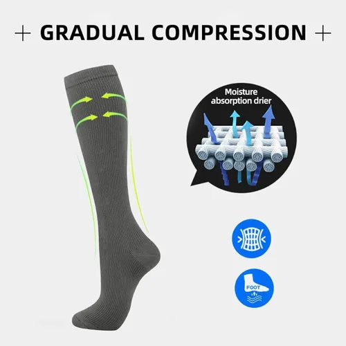 Miniatura 3 de Calcetines de compresión (7 pares) calcetines de compresión hasta la rodilla para mujeres y hombres, el mejor apoyo para enfermeras, correr