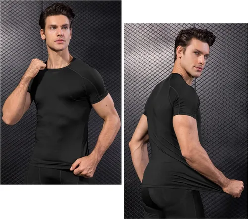 Miniatura 7 de Men's Compression Shirts Short Sleeve Athletic Workout Undershirts Quick Dry Base Layer Sports T-Shirts Running Tops