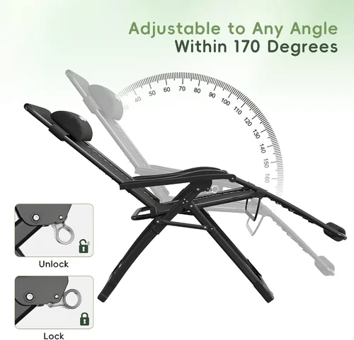 Miniatura 5 de Amopatio Silla de gravedad cero de gran tamaño, silla reclinable de 29 pulgadas de ancho, con bloqueo y reposapiés mejorados, soporte para tazas