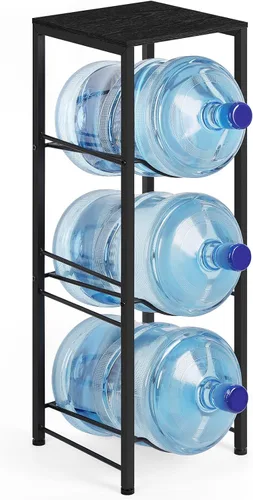 Miniatura 7 de OYEAL Organizador para botellas de agua de 5 galones con estantes, soporte dispensador de botellas de agua de 3 niveles para cocina, sala de estar
