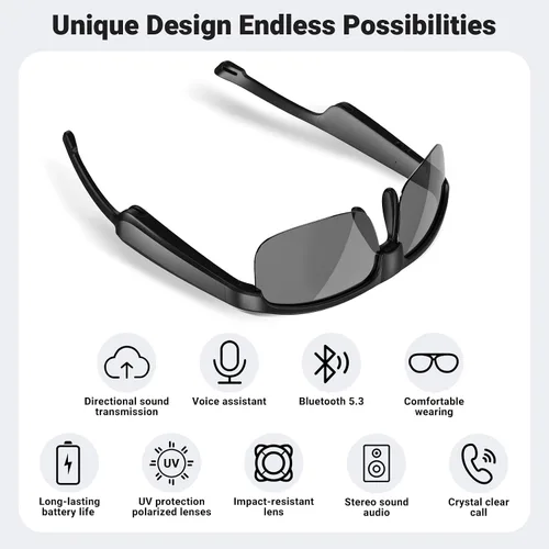Miniatura 9 de Gafas inteligentes, gafas de sol polarizadas Bluetooth, micrófono y altavoces integrados, asistente de voz, protección UV, gafas de sol de audio