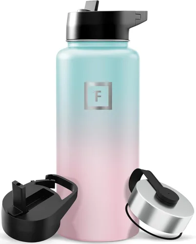Miniatura 54 de IRON °FLASK Frasco de hidratación para acampar y senderismo con pajilla, botella de agua deportiva de acero inoxidable con aislamiento de boca