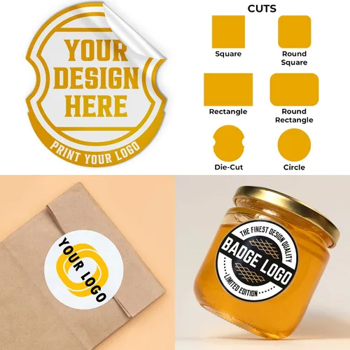 Miniatura 4 de EGD Etiquetas adhesivas de vinilo personalizadas (paquete de 120), nombre de texto, imagen, foto, ideal para startups, restaurantes de entrega
