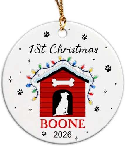 Miniatura 11 de Adorno de cerámica personalizado para la primera Navidad del bebé 2026, adorno de cerámica personalizado para la primera Navidad, estadísticas