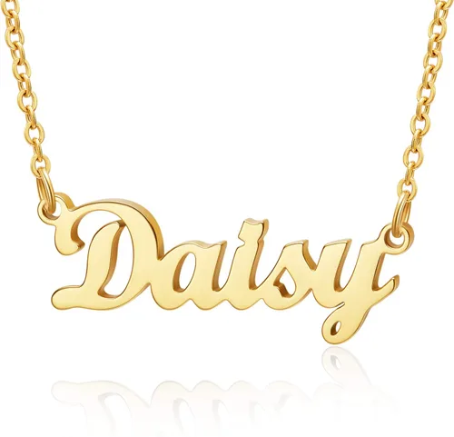 Miniatura 5 de Ldurian Name Necklace Christmas Gifts Name Pendant Necklace Christmas Gifts 14K Gold Dainty Name Plate Necklaces Birthday Jewelry Gift for Teen