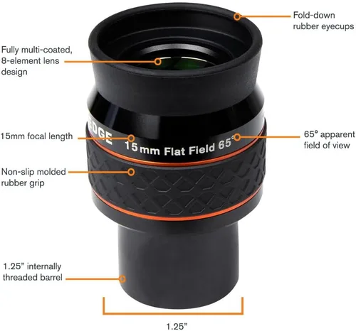 Miniatura 2 de Celestron 93451 Ultima Edge - Ocular de campo ultra plano parfocal de 0.591 in diseñado para enfocadores de 1.25 pulgadas, vistas increíblemente