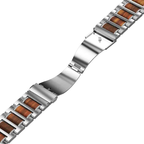 Miniatura 6 de iiteeology Correa compatible con Apple Watch, pulsera de eslabones de madera y acero natural para iWatch Series 1-11 de 1.65" (42mm), 1.61" (41mm)