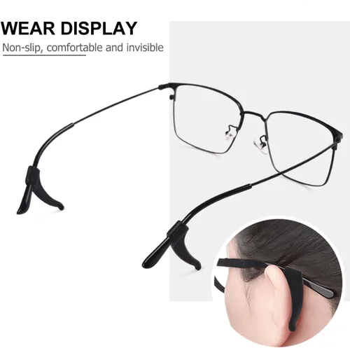 Miniatura 5 de Kit de 10 pares de ganchos de silicona antideslizante para gafas, funda antideslizante para gafas, juego de patas de silicona negra para un ajuste