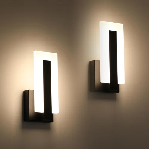 Joosenhouse Modernos apliques LED de pared arriba y abajo, luz negra de 3000 K, luces de pared blancas cálidas, juego de 2, iluminación de pared