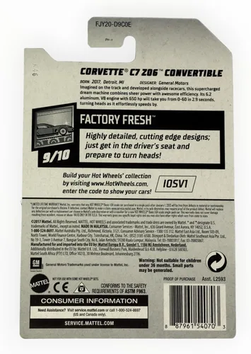 Miniatura 2 de Hot Wheels 2018 50th Anniversary Factory Fresh Corvette C7 Z06 Convertible 98/365, amarillo