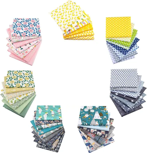 Miniatura 8 de Aubliss - Juego de 50 piezas de tela 100% algodón, hojas cuadradas de 20 x 20 cm, precortadas, estampadas con flores, suministros para costura