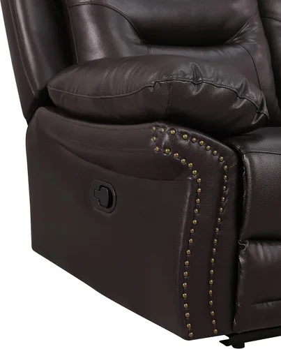 Miniatura 6 de Blackjack Furniture Andrews - Sofá reclinable de cuero tapizado con cabeza de clavos tradicional tapizada con tapizado y ribeteado, sofá biplaza