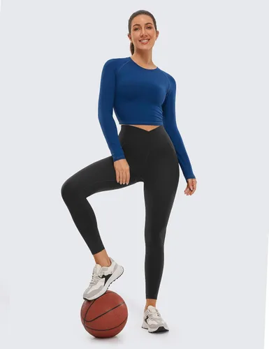 Miniatura 3 de CRZ YOGA Butterluxe - Leggings de entrenamiento con cintura cruzada para mujer, con bolsillos, 25 pulgadas, cintura alta en V, pantalones de yoga