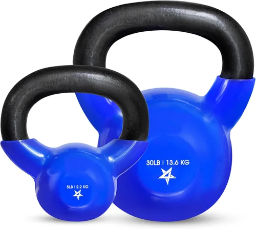 Miniatura 31 de Yes4All - Juego de pesas rusas recubiertas de vinilo, set combinado para entrenamiento corporal completo, fuerza de agarre, flexiones y ejercicios