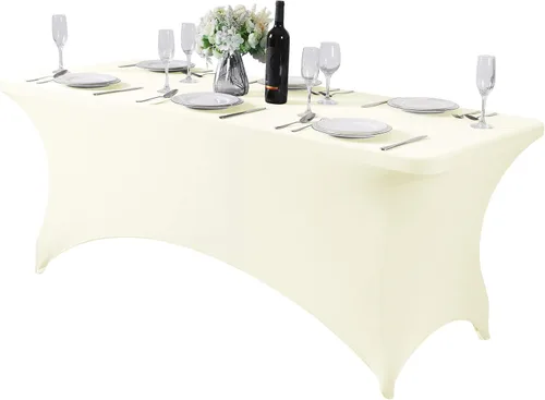 Miniatura 18 de Mantel de elastano para mesas de 4, 6 u 8 pies, mantel elástico universal ajustable para fiestas, banquetes, bodas y eventos - Verde manzana