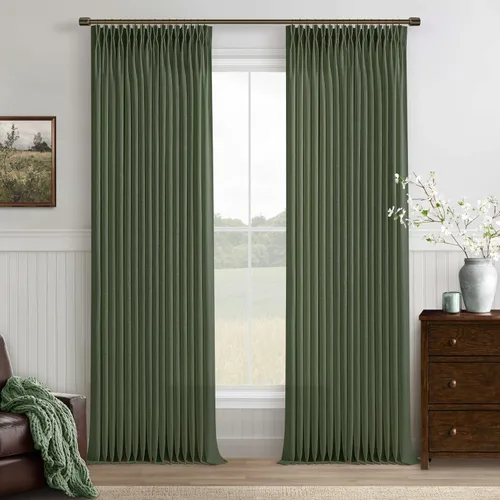 Miniatura 96 de TWODRAPES Cortinas de Lino Plisadas con Pinza Beige Blancas de 54 Pulgadas de Largo 2 Paneles para Comedor Cocina Dormitorio Plisadas Semi