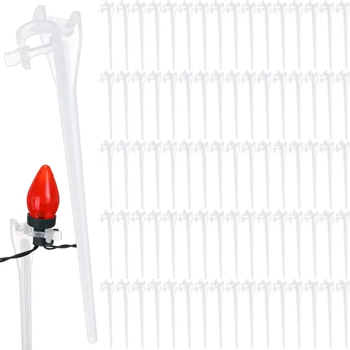 Miniatura 10 de Estacas de luz de Navidad universales para patio, césped, vacaciones, tira de luces C7 C9, estacas de suelo de 7.5 pulgadas para luces de Navidad al