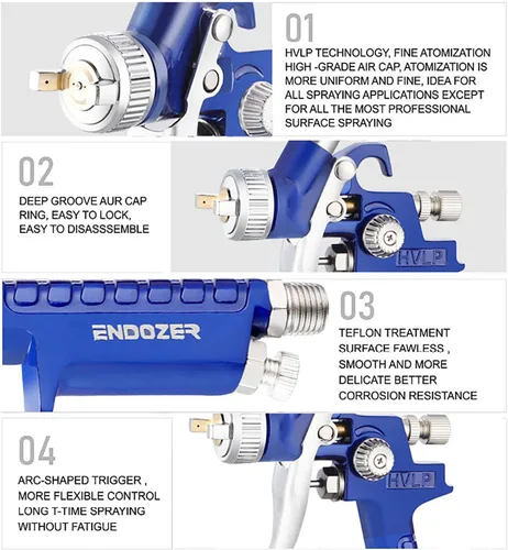 Miniatura 2 de ENDOZER Mini pistolas pulverizadoras HVLP de uso general para automóviles, pulverizador de pintura para detalles con boquilla de 1.0 mm, reparación