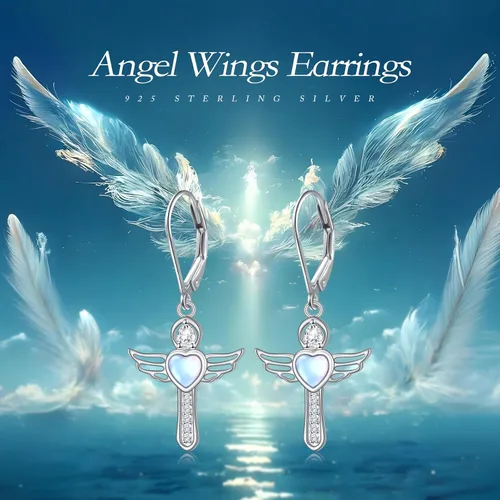 Miniatura 29 de Aretes colgantes de filigrana de plata de ley 925, margarita, loto, flor de rosa, piedra lunar, lágrima para mujer, nudo celta infinito, margarita