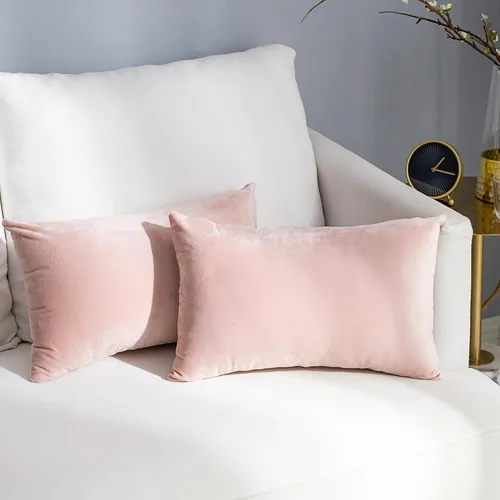 Miniatura 82 de Stellhome - Juego de 2 fundas de almohada de terciopelo Rosa claro