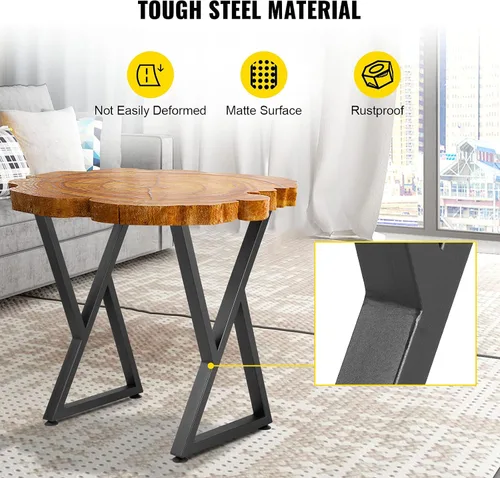 Miniatura 2 de VEVOR Patas de metal para mesa, patas de escritorio de 28 x 18 pulgadas, juego de 2, patas de banco resistentes, patas de metal en forma de Z, patas