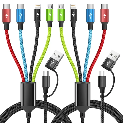 Miniatura 13 de Travel Essentials - Cable de carga múltiple [2 unidades de 5 pies], accesorios de automóvil, cables de carga 4 en 1, cable USB, cargador de teléfono