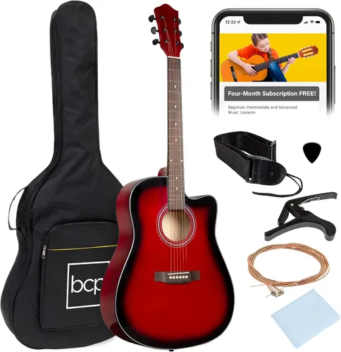Miniatura 9 de Best Choice Products Guitarra Acústica para Principiantes de 41 Pulgadas, Tamaño Completo, Toda de Madera con Cutaway, Juego de Inicio con Funda